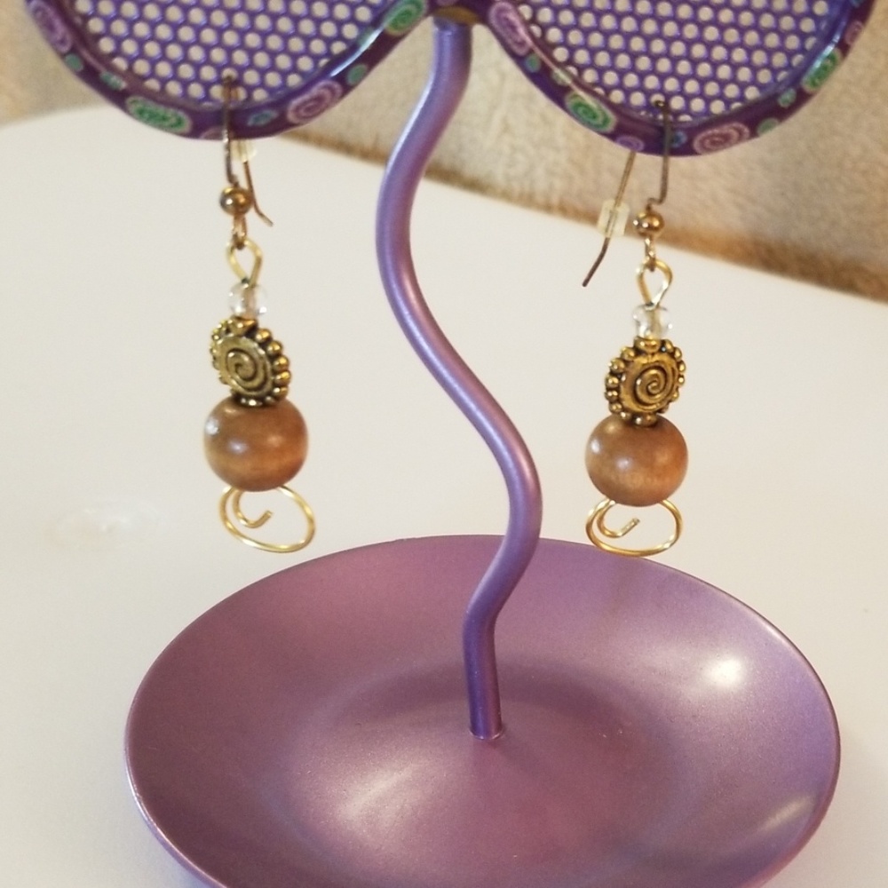 Wood and wire earrings